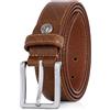 LINDENMANN Cintura da uomo in pelle bovina, larghezza 30 mm, accorciabile, cintura da uomo XXL, cognac, cognac, 130 cm