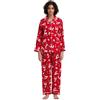 GLOBAL Pigiama Donna Flanella Donna Pigiami Cotone Maniche Lunghe Pigiami Due Pezzi da Donna Camicie da Notte da Donna Pjs Confortevole Sleepwear Caldo Morbido Rosso,Renna Bianca di Natale M