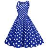 Bauzuoyo Abiti Rockabilly Donna Anni '50 Vintage Senza Maniche Pois Vestito Cocktail Swing Moda Anni '60 Elegante Spalline Sottili Vestito Tunica Vestito da Festa Abito da Ballo Costumi di Carnevale, A2 blu