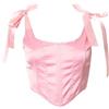 GMQWRK Corsetto rinascimentale da donna, senza maniche, con laccetto sulle spalle, in raso, bustino con spalline in vita, con lacci, con ossatura, body vintage overbust top 70-109 cm, rosa, S