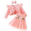 Yoolhamy Bambina Vestito e Cardigan Set Manica Lunga Cotone Principessa Tutu Abiti con Cappotto Outfit per Bambine