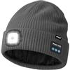 ATNKE LED Bluetooth Cappello con Luce,USB Ricaricabile 4 LED Senza Fili Musicale Altoparlante Corsa Cappello Invernale Calda Maglia Berretto con Pile Foderato Regali per Uomo e Donna/Noble Gray