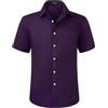 HISDERN Camicia Viola da Uomo a Maniche Corte Camicia Elegante da Uomo vestibilità Regolare Camicia Estiva Solida con Tasca sul Petto,3XL