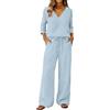 Meaunzyl Completo Estivo Donna Lino Tuta Donna Casual Estiva Completa Lino e Cotone Completi Estivi Set Elegante Tinta Unita Relax Lunghe Maniche Camicia + Pantaloni Estivi da Casa Ideale Per le Vacanza
