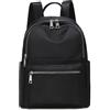 zhongningyifeng Zaino da donna in nylon leggero, casual da viaggio con cerniere argentate, nero