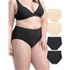 Neione Mutande Donna Cotone Alta Vita Elastiche Slip Senza Cuciture Pacco da 4 Taglie Forti Nere Beige XXL
