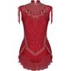 Yruioon Body da ginnastica per ragazze, senza maniche, con paillettes, con frange, da pattinaggio artistico, leotard, costume da competizione per la danza, rosso vivo, 146-152 cm