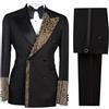 RAJEGAR Set di 2 pezzi da uomo nero slim smoking con bavero a punta, giacca, pantaloni, set per balli, feste, matrimoni, cene, Nero-e, XXXXL