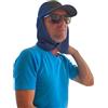 iQ-UV Cappellino protettivo con protezione per il collo, unisex, blu, 55-61 cm, protezione solare UPF 50+, testato TÜV, traspirante, per uomo e donna, Blu con bottone, Taglia unica