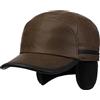 Stetson Byers Cappellino Baseball Sette Spicchi Pelle con paraorecchie Chiuso Fodera Pile Uomo Made in Germany Autunno Inverno Marrone Scuro M (56-57 cm)