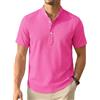 Enlision Camicia Lino Uomo Manica Corta Camicie Estive Uomo Collo Coreana Elegante Casual Spiaggia Ampia Maglietta Lino con Bottoni Henley Shirt