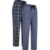 GLOBAL Pantaloni pigiama da uomo 2pcs Pack 100% Cotone Plaid Bottoms Tessuto Elastic Drawstring Sleep Pants,Blu,M
