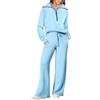 Chanpning Tuta Donna Sportiva Invernale Felpa con 1/2 Zip Senza Cappuccio e Pantaloni Tuta Gamba Larga Set Due Pezzi Completo Palestra Tinta Unita Sportivo Completi Eleganti Comodo Tute da Ginnastica Completa