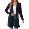 IQYU Cardigan nero da donna, lungo, in lana, cardigan con bottoni, cardigan in tinta unita, bolero, giacca estiva elegante, giacca lunga, Blu mare, XXL