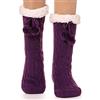 EBMORE Calzini Morbidi per Donne, Calzini Termici Antiscivolo, Calzini da Montagna Rassicuranti, Regalo Invernale, Calzini di Natale Peluche, Calzini da Casa (Palla Viola)
