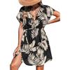 CUPSHE Costume da bagno da donna Coverup Casual Scollo a V Abito da spiaggia Manica Corta Elastico in vita Swim Cover Ups 2024 Beachwear, Foglia Marrone, M