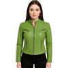 Infinity Leather Giacca da Motociclista Slim Fit in Vera Pelle Verde Classica da Donna