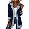 Generisch Cardigan da donna denim patchwork blazer a maglia con colletto in jeans blocco di colore casual giacca di jeans casual maglietta a maniche lunghe maglia a maniche lunghe aderente pullover per il tempo
