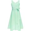 Doomiva Abito da Damigella in Chiffon per Bambina Ragazza Vestito da Principessa Scollo Cuore Vestito da Cerimonia con Fiori Abito da Sposa Sera Comunione 5-16 Anni