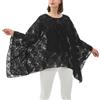CuteSwan Camicetta da donna in chiffon Lagenlook con maniche a pipistrello casual sciolto caftano tunica top camicetta, #Nappa margherita-nera, Taglia unica