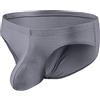 BIATWOWR Bulge Slip da uomo in seta di ghiaccio, biancheria intima sexy da uomo, in seta di ghiaccio a vita bassa, grande tasca e funzioni di rinforzo della taglia, 1 grigio scuro, XXXL