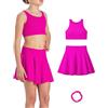 Risalti Gonna Bambina in Microfibra - Gonne Bambina Elasticizzate, Abbigliamento Bambina Seamless, Gonna Ragazza, Completo Bambina con Top Bambina e Bracciali Colorati Omaggio - Made in Italy