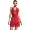 Eandarui spettacolo latino danza abito donna senza maniche frangia strass glitter abito da torneo nappe abito da ballo concorso abiti da ballo, rosso vivo, S