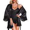 RSLOVE Lingerie sexy da donna, accappatoio Kimono in raso da notte, abito da camera Rosa