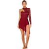 TTAO Abito da donna per pattinaggio artistico, a maniche lunghe, in pizzo, patchwork, elegante body da danza con gonna piegata, concorrenza