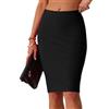 IWOLLENCE Gonna a matita da donna UK elastica in vita midi da donna elasticizzata in vita sexy gonna al ginocchio per abbigliamento casual estivo da ufficio (nero, S), Nero , M