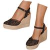 Generico Sandali da Donna, Estivi, Espadrillas, con Zeppe, Piattaforma, Scarpe a Punta Chiusa, in Pizzo, comodità, Cinturino alla Caviglia, Vintage per Vacanze, Tacco Chiuso e Sandali da Donna Regalo