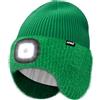 ATNKE LED Illuminato Berretto Cappello con Paraorecchie,USB Ricaricabile 4 LED Corsa Cappello Lampada Invernale Calda Pile Foderato Lavorato Beanie Regali per Uomo e Donna/Green