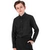 mintgreen Ragazzi Uniforme Scolastica Manica Lunga Cotone Abito Formale Solido Maniche Lunghe Abbigliamento, Nero, 11-12 Anni