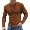 Generic Camicie da uomo a maniche lunghe a nido d'ape, biancheria intima termica, girocollo, maglioni, pullover casual, top in maglia testurizzata strato di base
