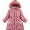 Nemopter - Piumino per bambina principessa, cappotto invernale, giacca spessa in pile, calda, con cappuccio e pelliccia, parka, Rosa, 9-10 Anni