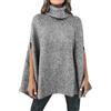 Bauzuoyo Maglione a collo alto, elegante, invernale, caldo, poncho a maglia, tinta unita, maglione casual, a maglia grossa, poncho, grigio., L