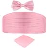 DonDon set di 3 pezzi da uomo, contenente fascia da smoking, papillon e fazzoletto da taschino, tutti dello stesso colore per occasioni festive