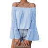 PRJN Top da donna a maniche lunghe con spalle scoperte T-shirt larghe T-shirt casual con maniche a tromba Camicie a tunica per donna Top con spalle scoperte Camicette Camicia in chiffon con spalle scoperte