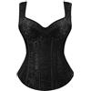 WLFFW Bustino Corsetto Spallacci Medievale Corpetto Donna Sexy 7XL Nero