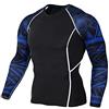 GUOCU Maglia Termica Uomo, Leggero T-Shirt Manica Lunga Maglie Termiche Invernali Da Sport Compression Baselayer Per Corsa Ciclismo Calcio,Blu,4XL