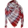 DELEY Retro Tartan Donna a Quadri Avvolgente Scialle Coperta, Bianco Rosso