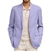 Generisch Sakko - Giacca da uomo, vestibilità normale, in lino, casual, da lavoro, con 1 bottone, leggera, tinta unita, per sport, stile britannico, elegante, per ufficio, feste, matrimoni, Lilla, L