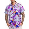 King Kameha Camicia Hawaiana Uomo a Maniche Corte con Stampa Pappagallo e Ciliegia, Cherryparrot, Nero, 3XL