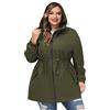 Hanna Nikole Impermeabile giacca outdoor con cappuccio da donna taglie forti antivento impermeabile, Verde militare, 26 Plus