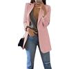 OMZIN Giacca da Donna da Donna Giacca Risvolto Abito Abito da Ufficio Manica Lunga Blazer Giacca da Lavoro da Lavoro d'Ufficio Frontale Aperto XS-4XL