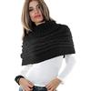 Toocool Coprispalle Donna Cappa Collo Sciarpa Bolero Tricot Dolcevita Poncho AS-0430[Nero]