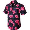 Enlision Camicia Hawaiana Uomo Estive Maniche Corte Camicie Hawaiane Floreale Jungle Uomo Estate Camicia Uomo da Spiaggia Mare Vacanza Rosa L