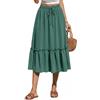 Cicy Bell Gonna da donna, lunghezza al ginocchio, lunga, estiva, a vita alta, elegante, midi, casual, per il tempo libero, elasticizzata, cocktail, con tasche, verde chiaro, XL