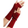 Prettystern Medio-lungo Manicotti Donna 100% Cachemire Lana Scalda Braccia Guanti Senza Dita Scaldamani Cashmere Rosso