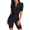 RUNQHUI Costume da bagno Tuta corta da donna, 1 pezzo, tuta da surf Rashguard da spiaggia, piscina, S-XXL, Tipo A nero., S